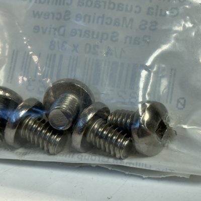 1/4-20 x 3/8-inch Round Head Square Drive Machine Screws - 15 pcs