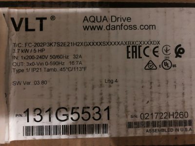 Danfoss-131G5531-FC-202-Aqua-Drive-VFD-Drive-230-Volt-Single-Phase-5-HP-167-Amp-114615285980-4