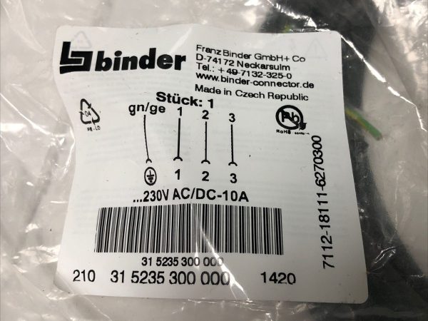 Binder-USA-31-5235-300-000-Female-power-connector-low-profile-housing-PUR-3m-114711071881-5