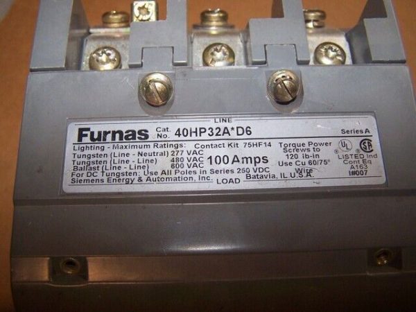 FURNAS-100-AMP-LIGHTING-CONTACTOR-24-VAC-COIL-600-VAC-40HP32AD6-115519828902