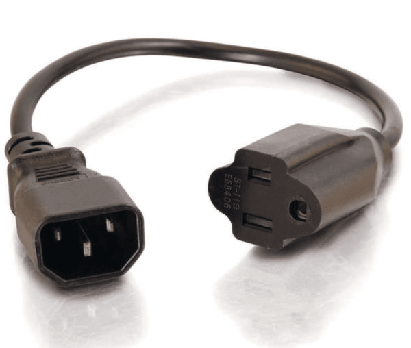 1ft 18 AWG Monitor Power Adapter Cord (IEC320C14 to NEMA 5-15R)