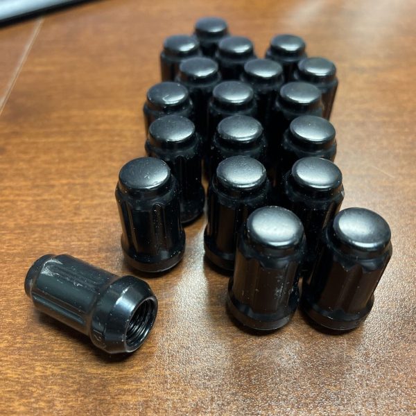 19pc 12x1.5 Lug Nuts with Socket Key | Cone Seat | Long Closed End Black Spline - Image 3