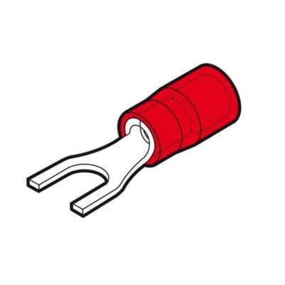 100-Qty-Cembre-025mm-15mm-PVC-insulated-fork-terminal-32mm-fork-width-red-115530035463