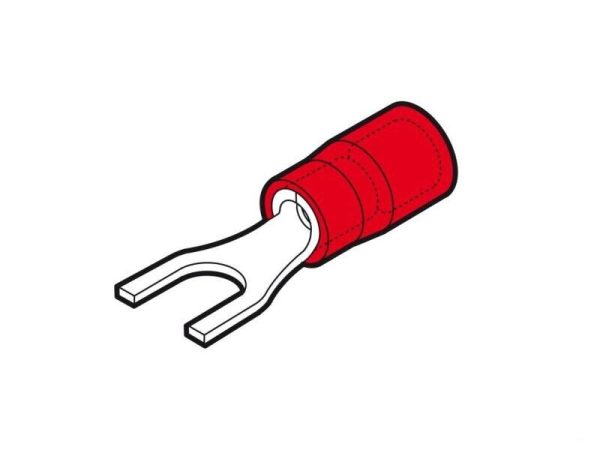 100-Qty-Cembre-025mm-15mm-PVC-insulated-fork-terminal-32mm-fork-width-red-115530035463