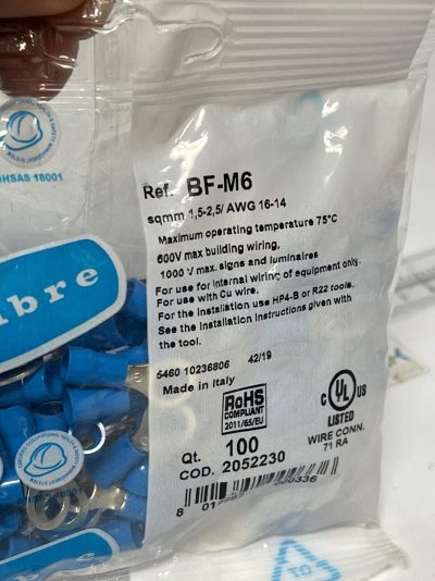 Cembre-Blue-round-pre-insulated-terminal-15-to-25-mm-BF-M6-MADE-IN-ITALY-115523947504-2