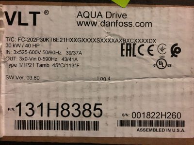 Danfoss-131H8385-FC-202-Aqua-Drive-VFD-Drive-600-Volt-40-HP-52-Amp-114615272025-4