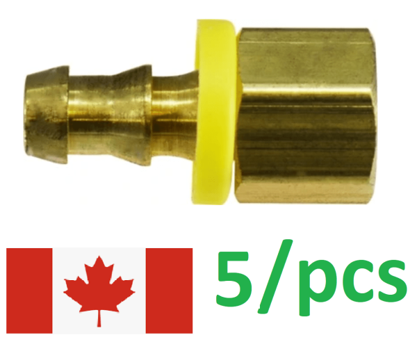3/8"  Push On HOSE BARB X 1/2" FEMALE Brass Pipe Fitting (5/Pack)