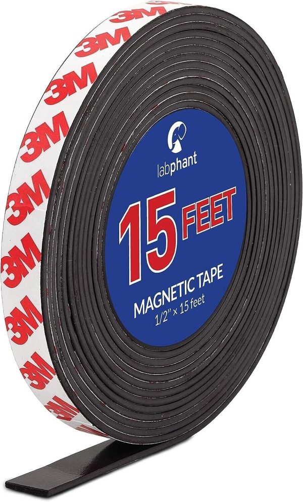 Labphant Magnetic Tape, 15 Feet Magnet Tape Roll (1/2'' Wide x 15 ft Long)