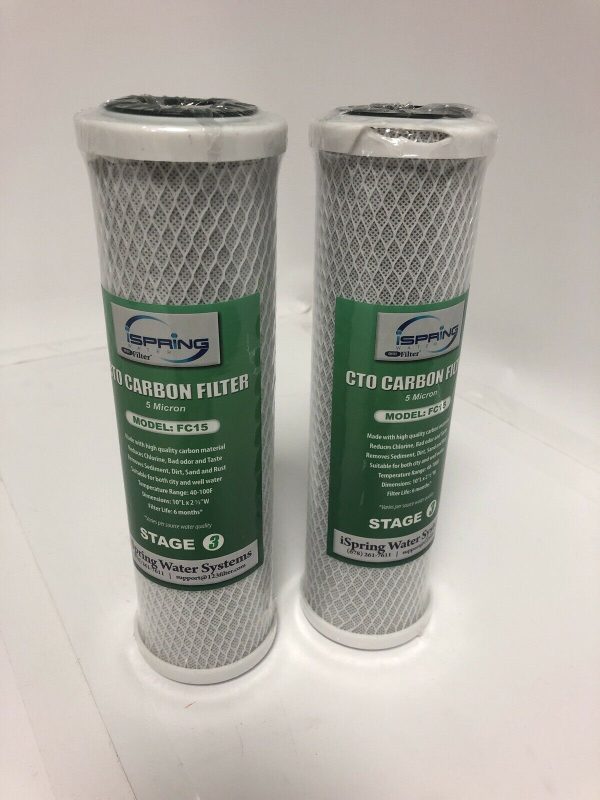 iSpring FC15 5 Micron 10" CTO Carbon Block Filter, 9-3/4" x 2-7/8" 2 PACK