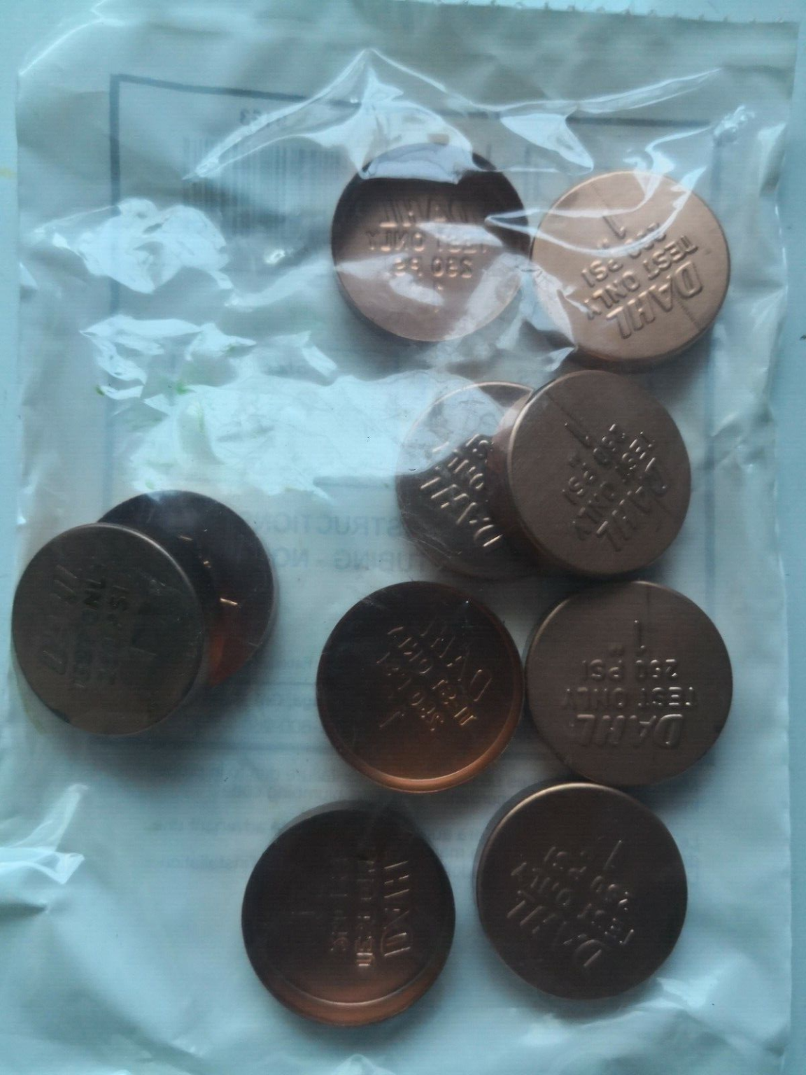 (20/pack)DAHL DWV 9153 1" SOLID COPPER TEST CAPS 250 PSI