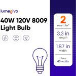 8009 Light Bulb Replacement by Lumenivo - Replacement for a 40W 120V Refrigerator Light Bulb - High Temp Light Bulb for Oven and Other Appliances - 1 Pack