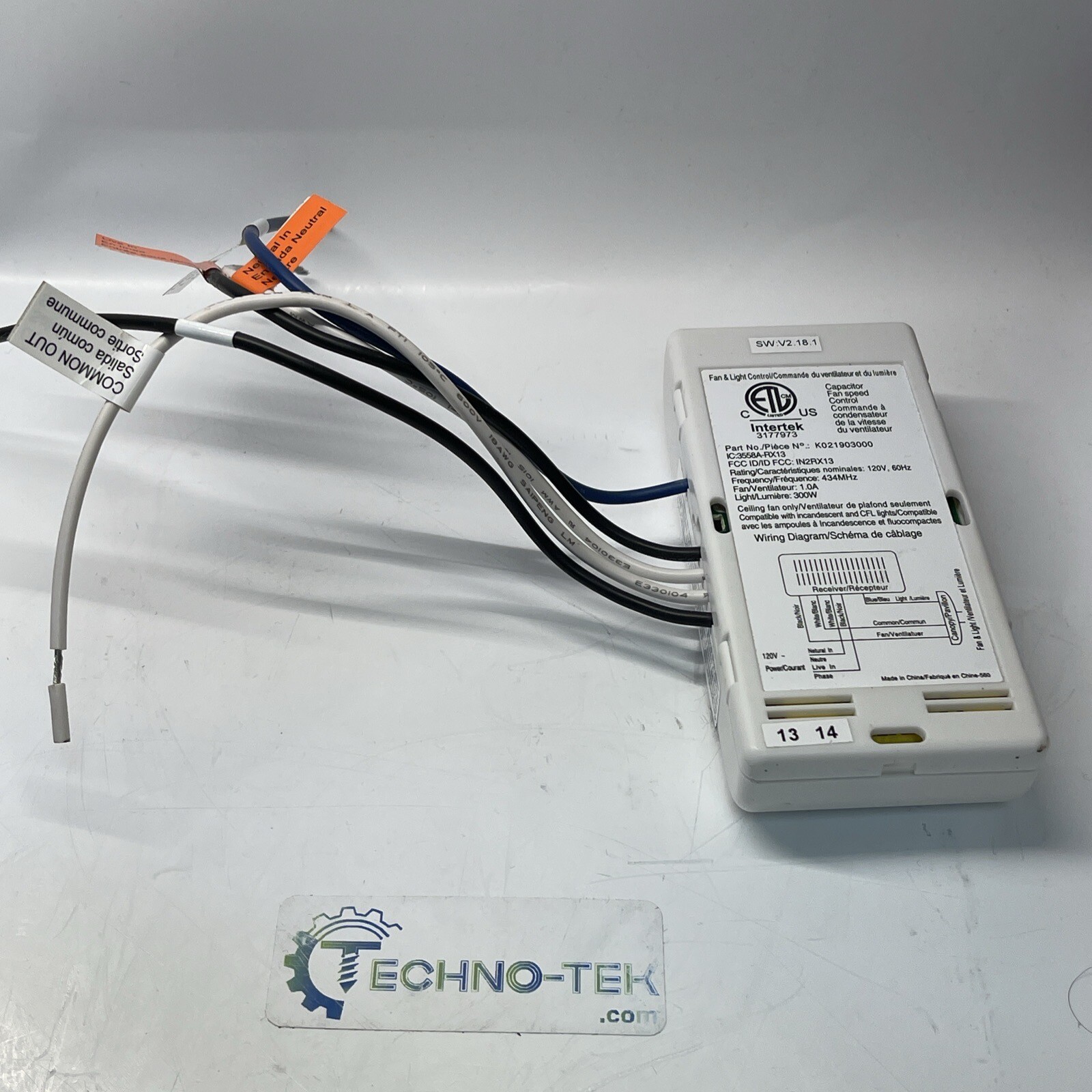 thumbnail image 2 of Genuine Hunter Ceiling Fan Remote Receiver – K803201000, RECEIVER ONLY, Open Box, 120V, Green 2 of 3