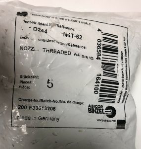 Abicor-Binzel-N4T-62-Nozzle-Threaded-A4-58-ID-Recess-5Pack-BRAND-NEW-114364137909