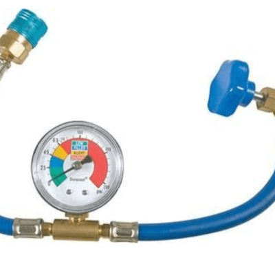 Duracool-Express-134a-Charging-Hose-with-gauge-Brass-Can-Tap-and-Low-side-Quick-114378760859