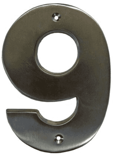 Modern House Number - Pewter - 5" - (9)