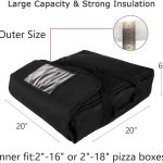 YOPRAL Insulated Food Delivery Bag Pizza Delivery Bags Professional Pizza Warmer Carrier Bags Moisture Free for 2-16" or 2-18" (Black, 20"X20"X6")